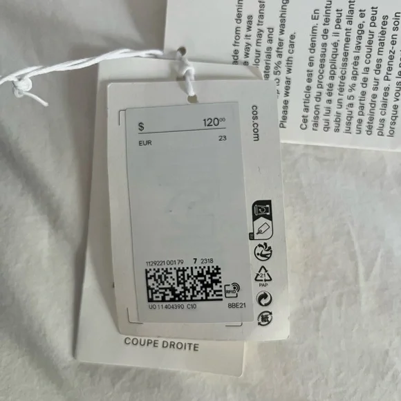 COS Straight Leg Extra-High Rise Ankle Jeans Organic Cotton Size 23 NWT - Picture 6 of 7